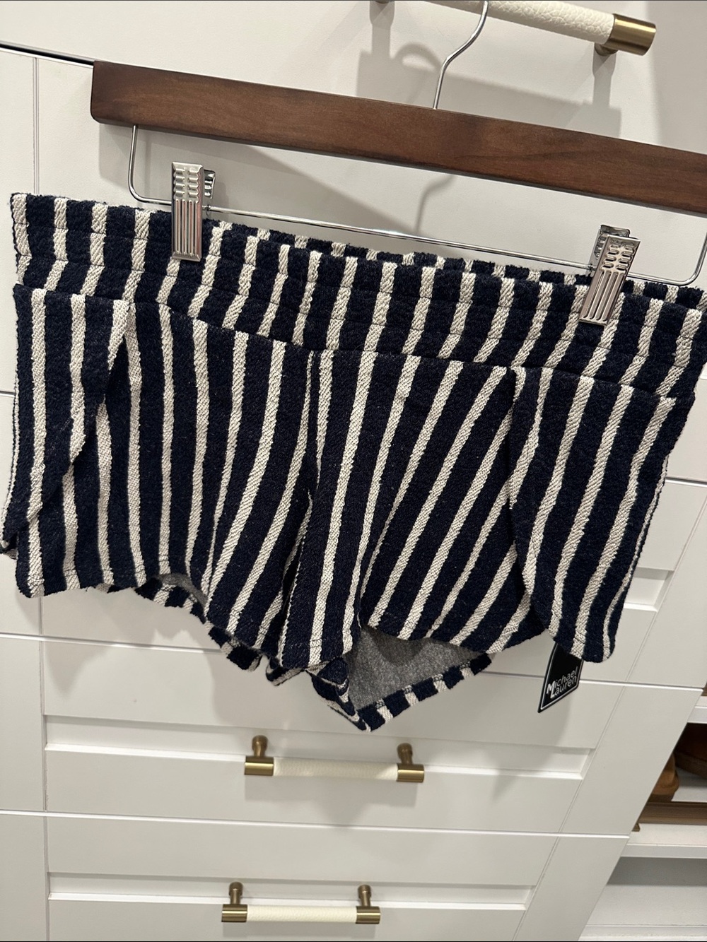 Michael Lauren Stripped Terry Cloth Shorts